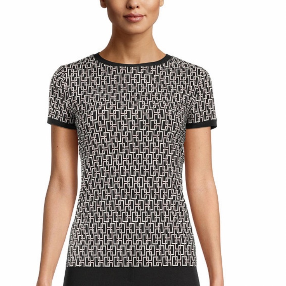 ❤️⬇️ NWOT ANNE KLEIN SPEAKEASY GEOMETRIC PRINT TOP SZ. XXL